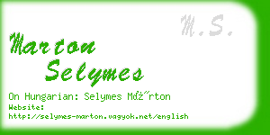 marton selymes business card